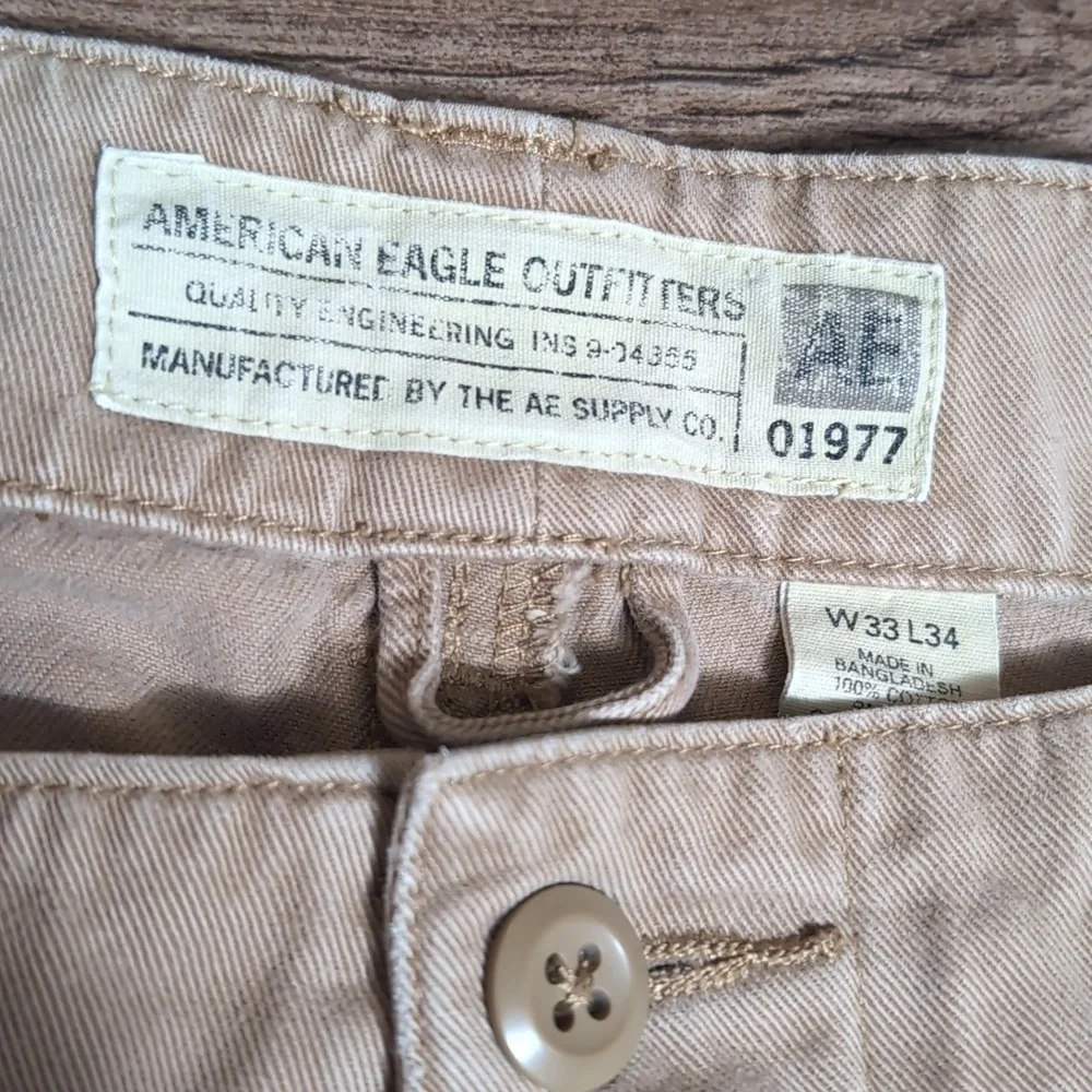 Vintage Y2K American Eagle Baggy Utility Cargo Pants In Brown Khaki Size 33x34 - Picture 3 of 12